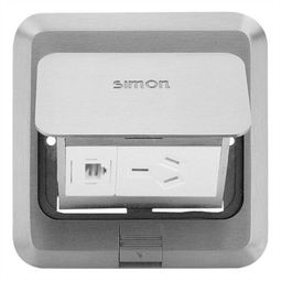 西蒙方形弹起式地面插座TD120F2H 融合美观与实用的金属银色电源解决方案